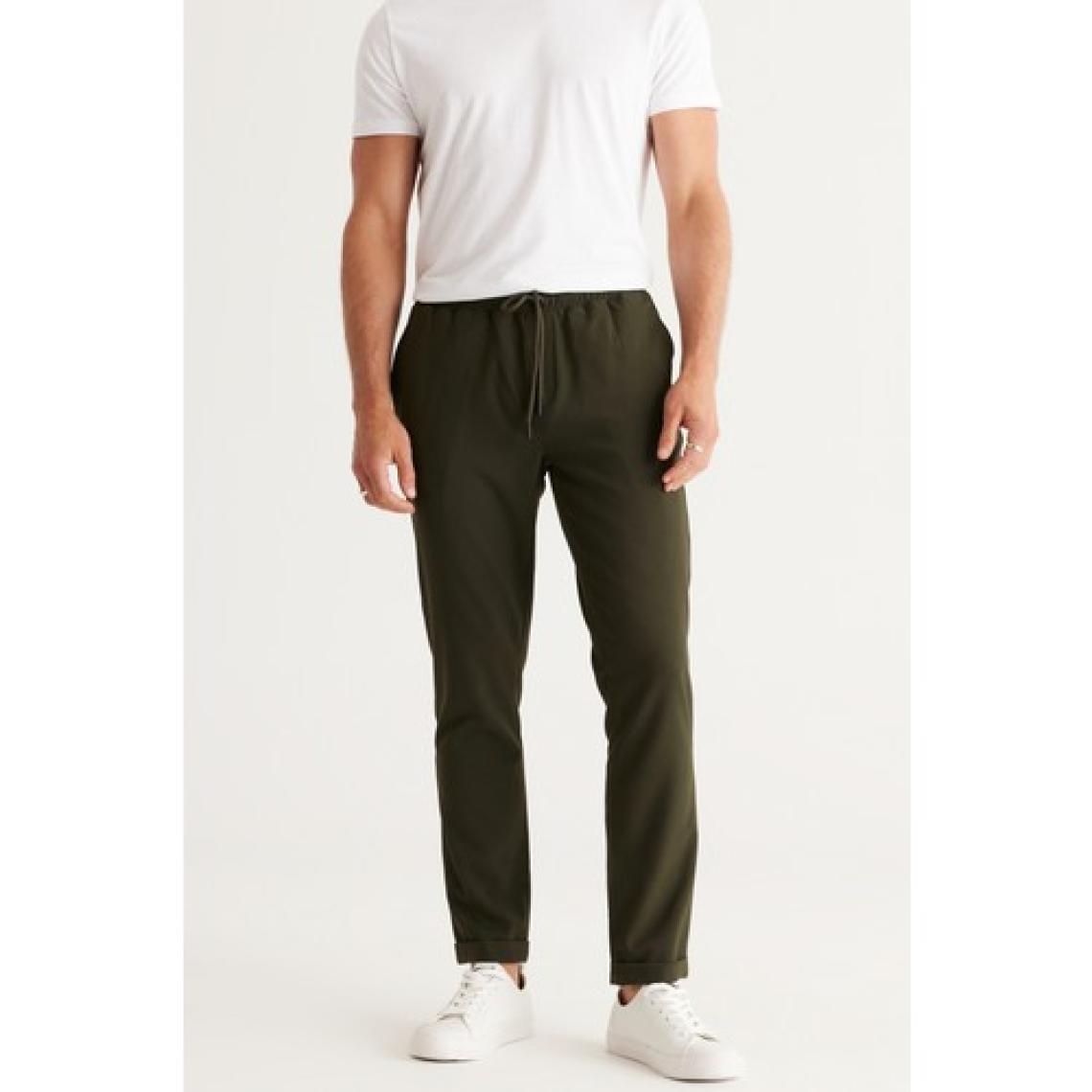 Altınyıldız Classics Erkek Haki Slim Fit Rahat Kesim Beli Bağlamalı Yan Cepli Jogger Pantolon