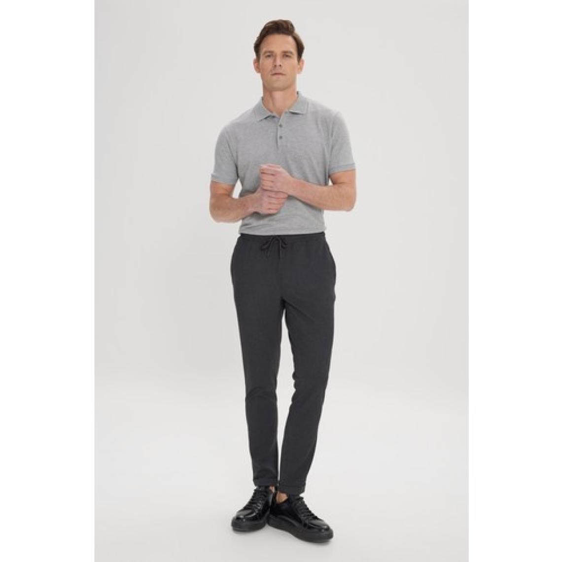 Altınyıldız Classics Erkek Antrasit Slim Fit Rahat Kesim Beli Bağlamalı Yan Cepli Jogger Pantolon