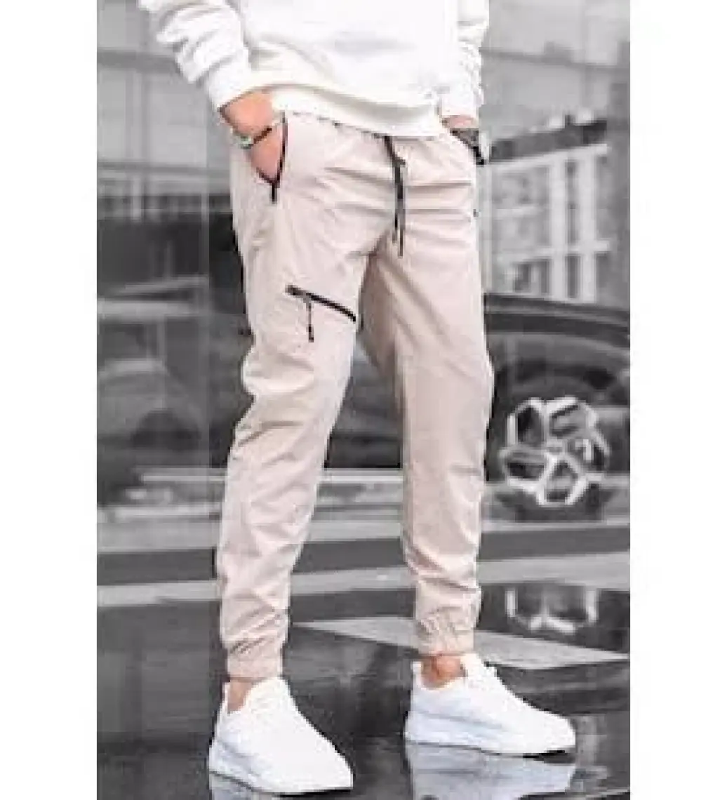 Madmext Bej Fermuar Detaylı Paraşüt Jogger Pantolon