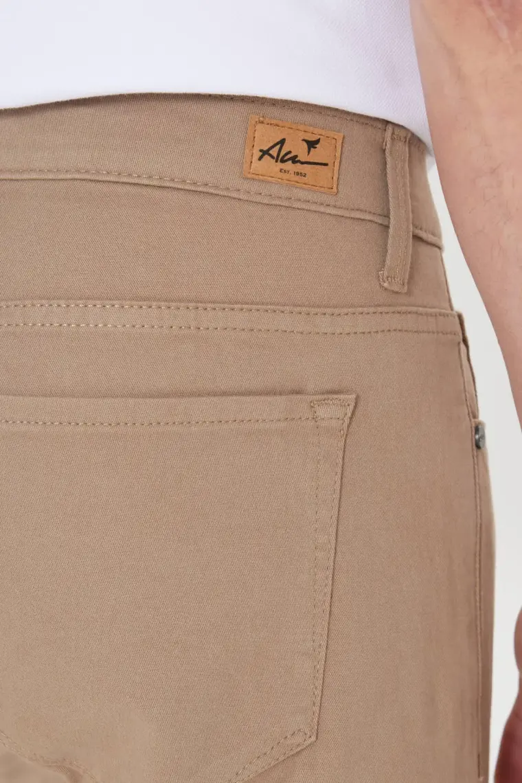Altınyıldız Classics Erkek Camel Slim Fit Dar Kesim 5 Cep Pamuklu Kanvas Esnek Chino Pantolon