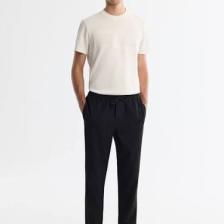AVVA Erkek Siyah Relaxed Fit Yandan Cepli Beli Lastikli Bağcıklı Duble Paça Jogger Pantolon E003000