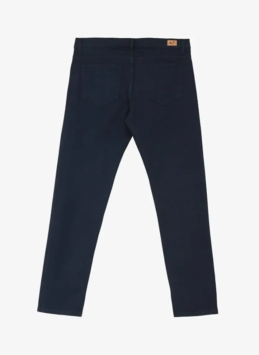 Altınyıldız Classics Erkek Lacivert Slim Fit Dar Kesim 5 Cep Pamuklu Kanvas Esnek Chino Pantolon