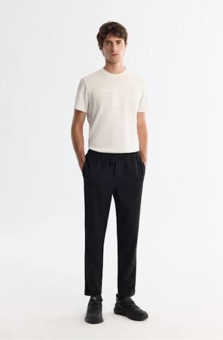 AVVA Erkek Siyah Relaxed Fit Yandan Cepli Beli Lastikli Bağcıklı Duble Paça Jogger Pantolon E003000