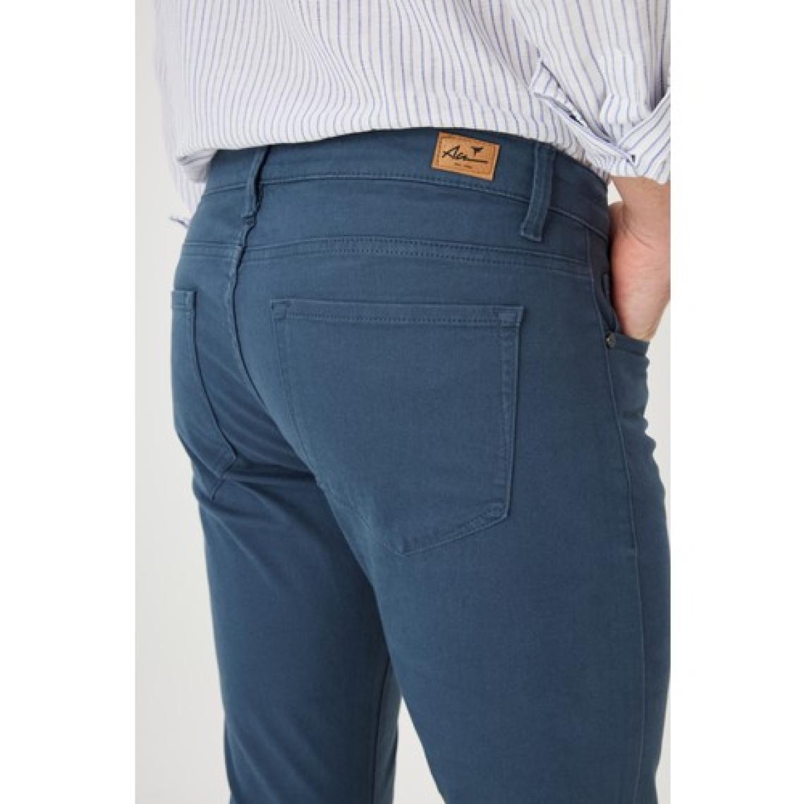 Altınyıldız Classics Erkek Petrol Slim Fit Dar Kesim 5 Cep Pamuklu Kanvas Esnek Chino Pantolon