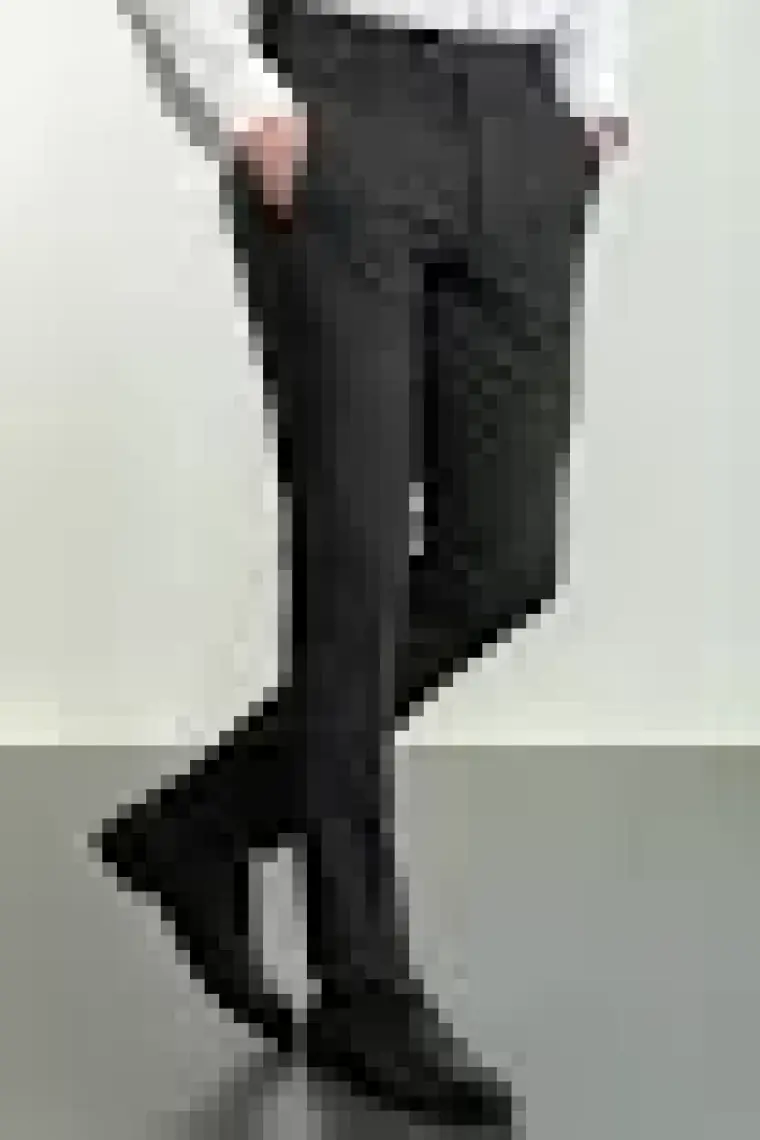 Düz Antrasit Rengi Super Slim Fit Cebi Fermuarlı Erkek Pantolon