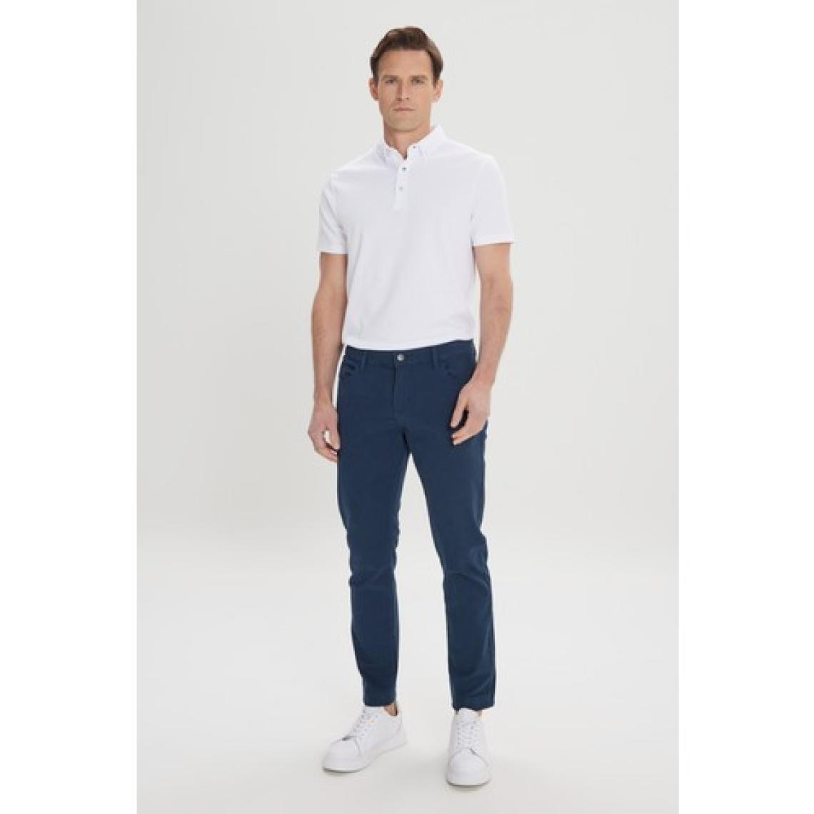 Altınyıldız Classics Erkek Lacivert Slim Fit Dar Kesim 5 Cep Pamuklu Kanvas Esnek Chino Pantolon