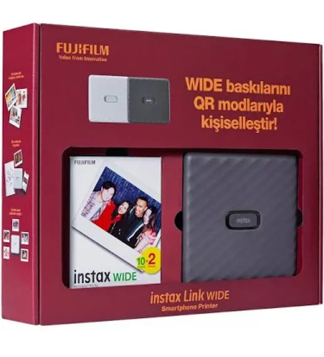Instax Link Wide Gri Akıllı Telefon Yazıcısı Bundle Box