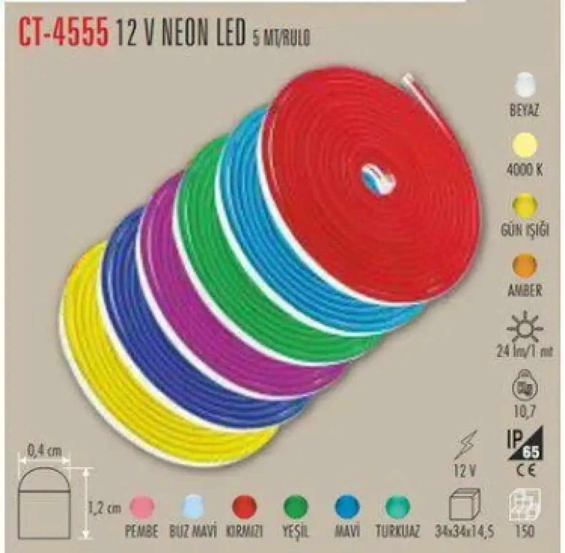 Cata CT-4555 5mt 12V Kırmızı Neon LED Hortum