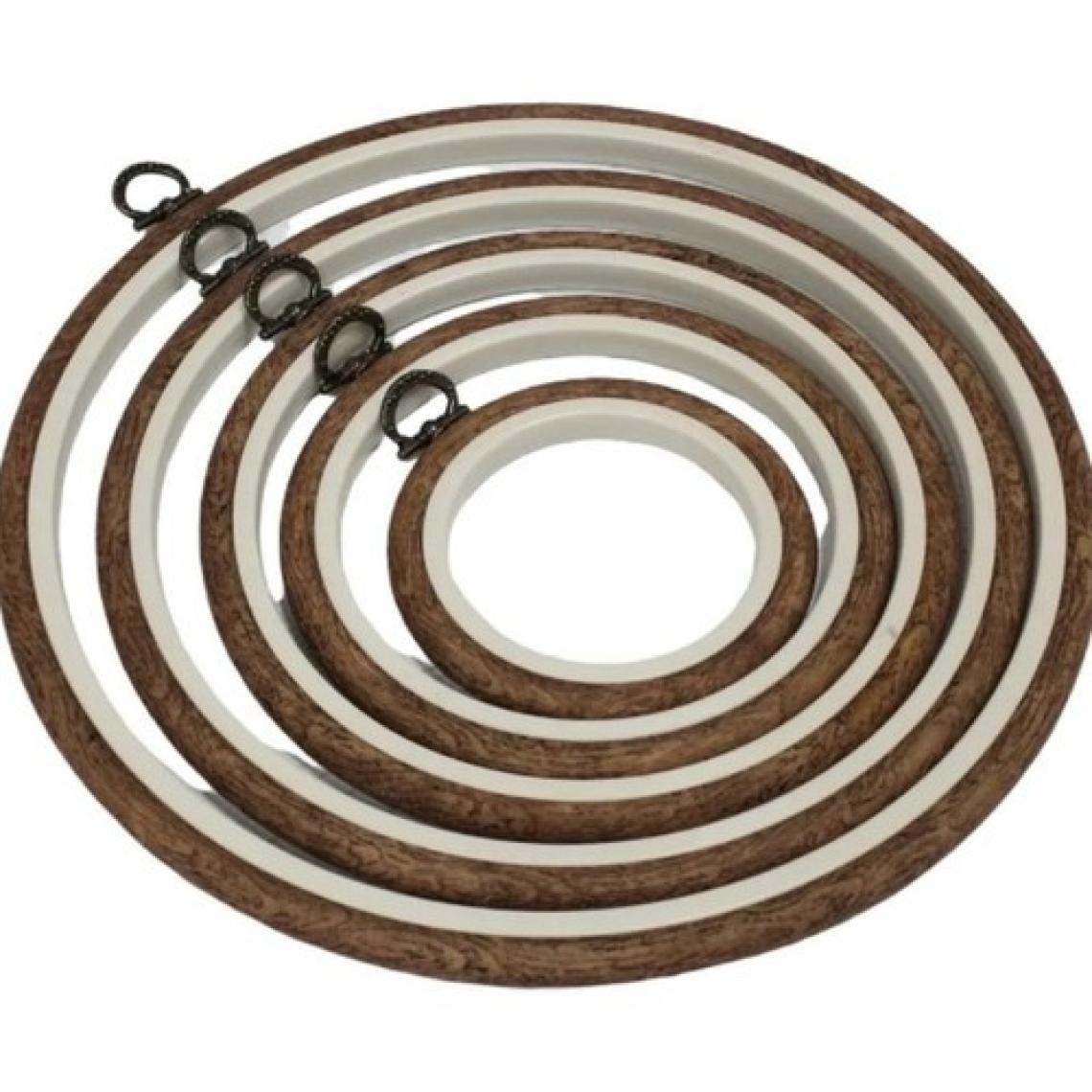 Nurge Ahşap Renk Plastik Yuvarlak Pano Kasnak - Nakış Kasnağı 5'li Set