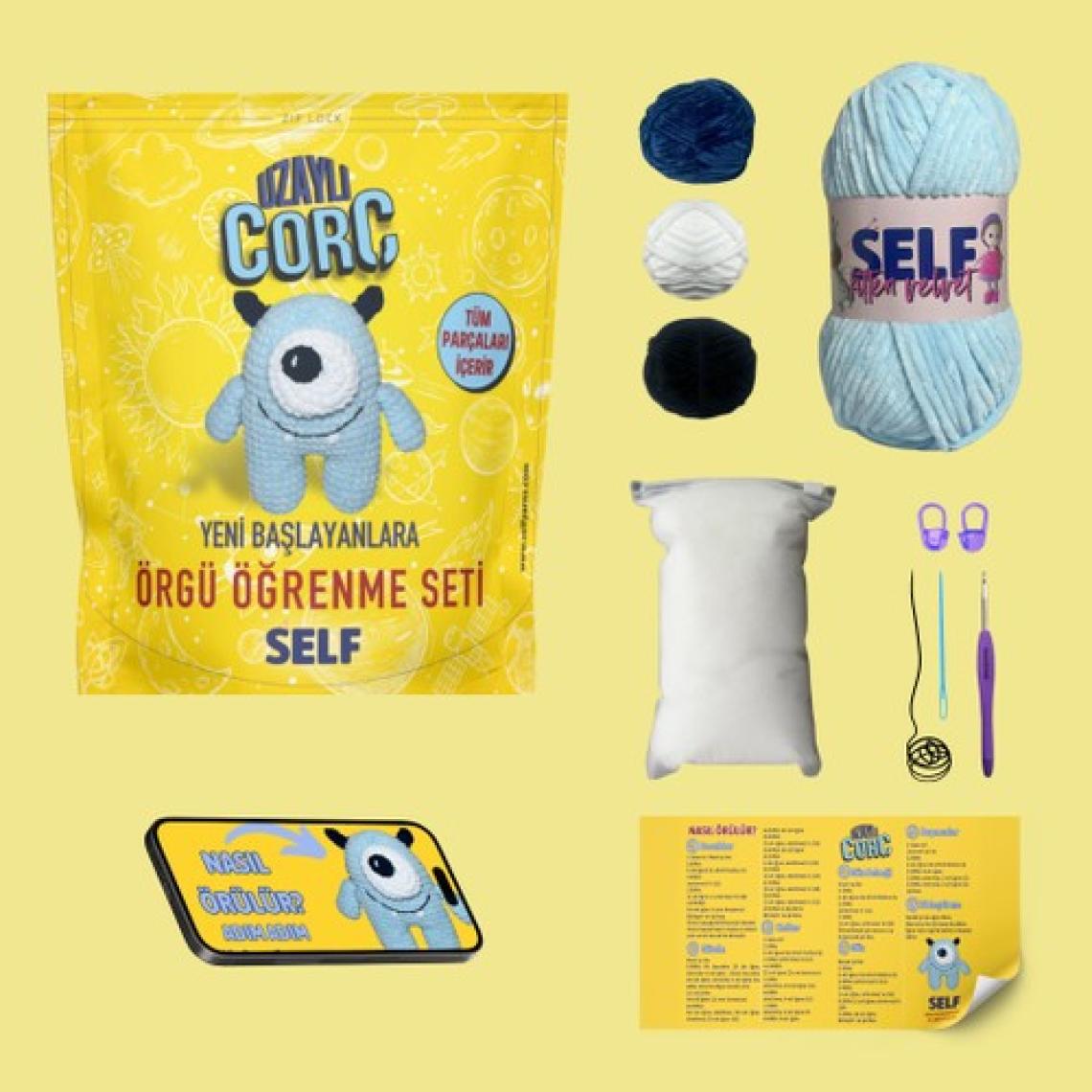 Self Uzaylı Corç Amigurumi Kiti Yeni Başlayanlar Için Self Örgü Seti