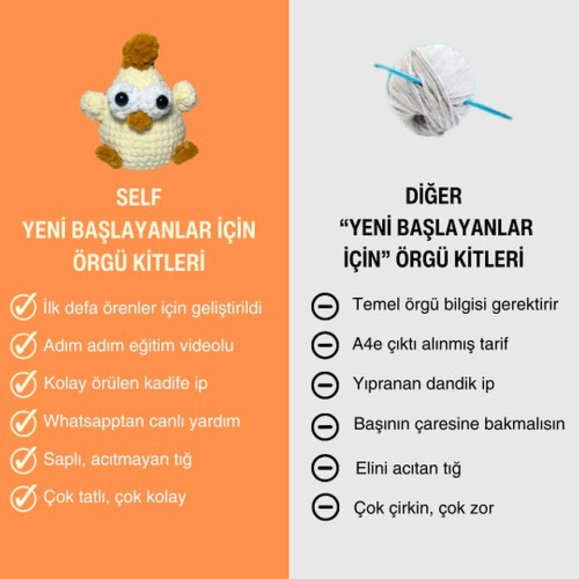 Self Uzaylı Corç Amigurumi Kiti Yeni Başlayanlar Için Self Örgü Seti