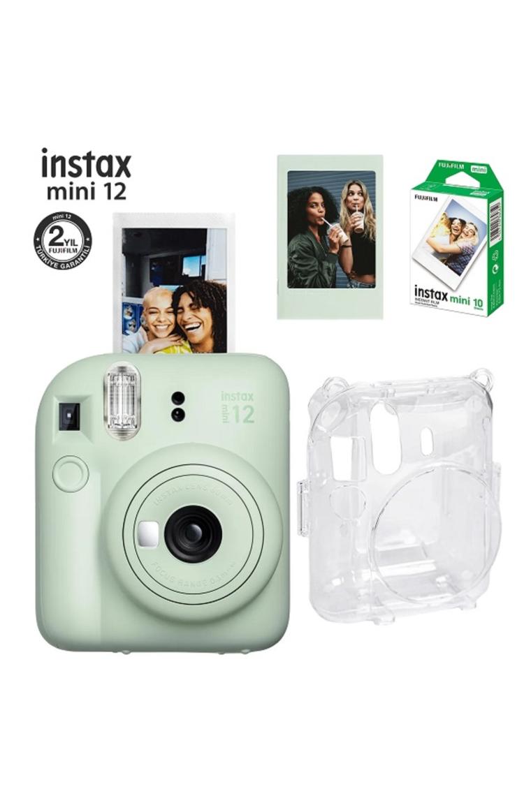 Instax Mini 12 Fotoğraf Makinesi 10'lu Film Simli Pleksi Kılıf ve Fotoğraf Çerçevesi Seti 2