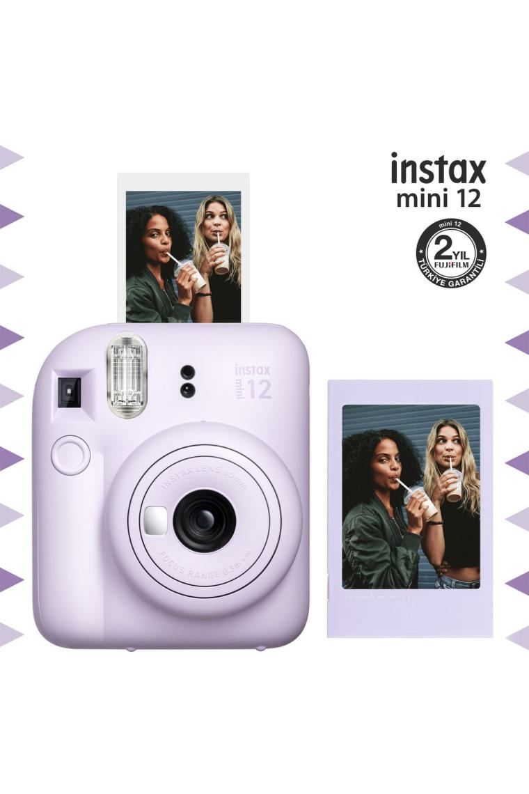 Fujifilm Instax Mini 12 Lila Fotoğraf Makinesi-10'lu Film-Çerçeve ve Kare Albüm Seti