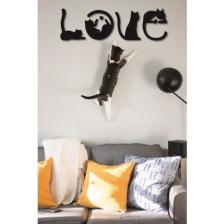 Hellove Kedi Tablosu Love Duvar Yazısı Dekoratif Tablo Ahşap Duvar Tablosu