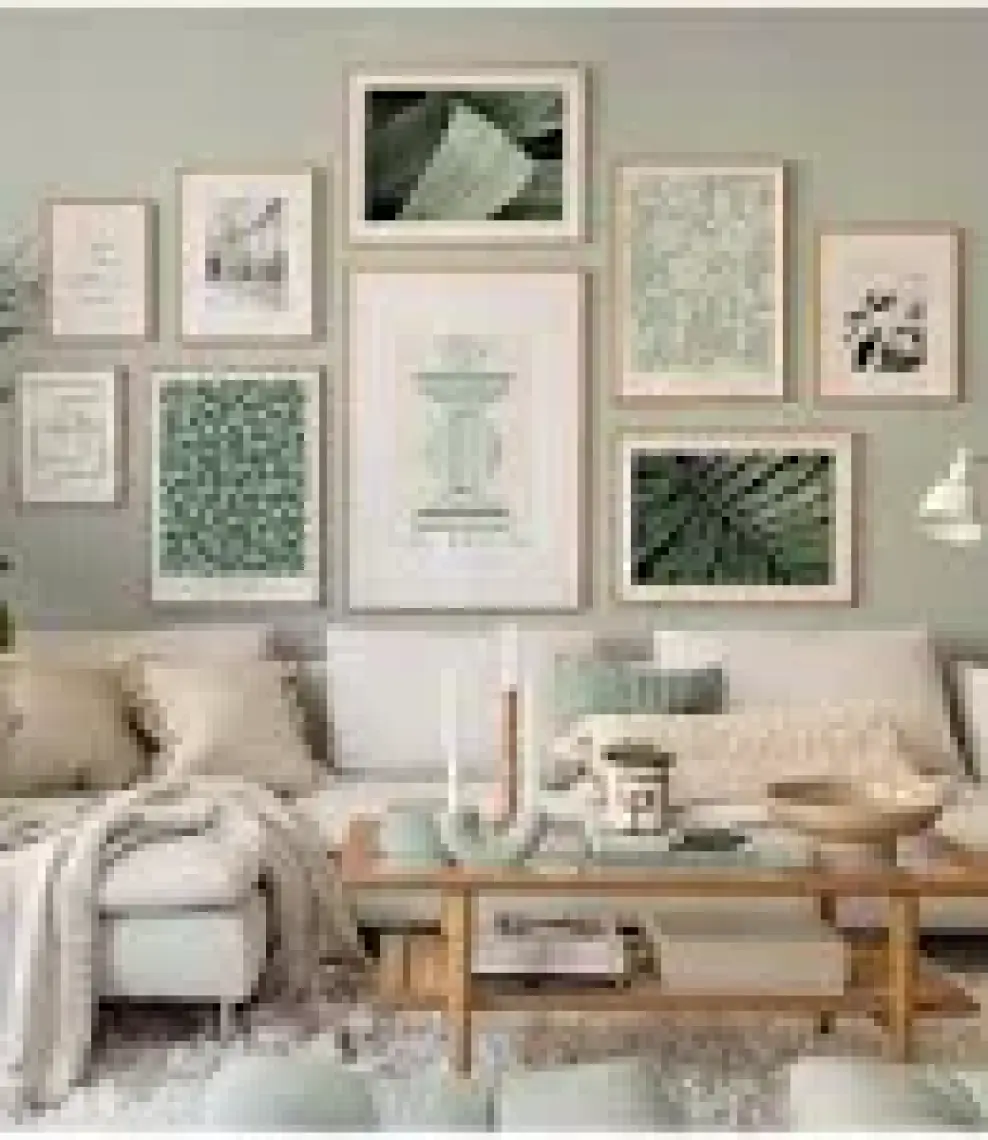 Artavessa 9 Parça Ahşap Çerçeve Görünümlü Mdf Tablo Seti