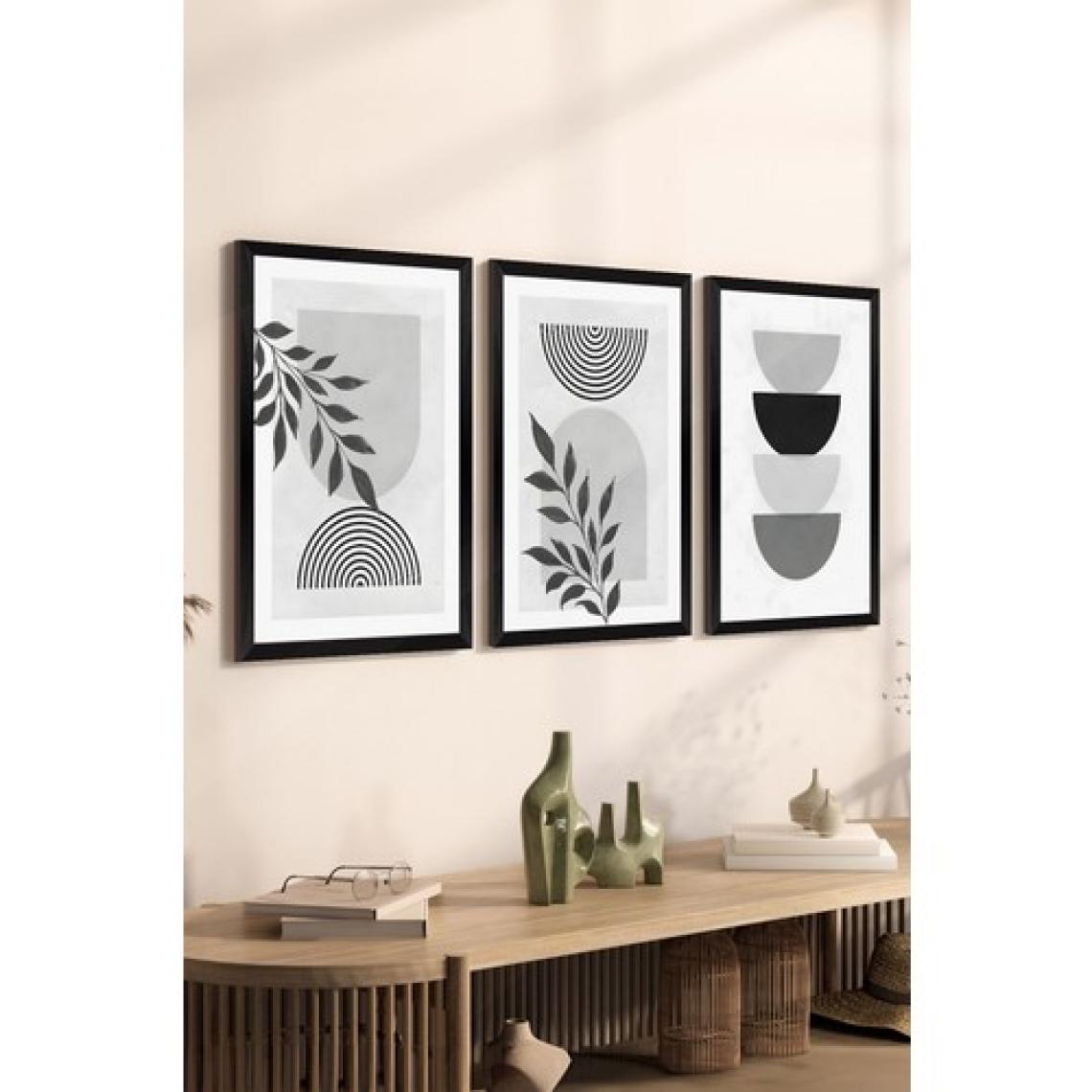 Artavessa 3 Parça Siyah Çerçeve Görünümlü Mdf Poster Tablo Seti - Set 34