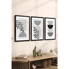 Artavessa 3 Parça Siyah Çerçeve Görünümlü Mdf Poster Tablo Seti - Set 34