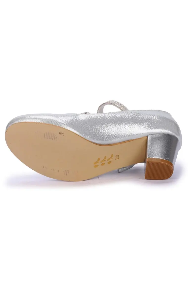 Kiko 750 Vakko Günlük Kız Çocuk 4 cm Topuk Babet Ayakkabı Gümüş