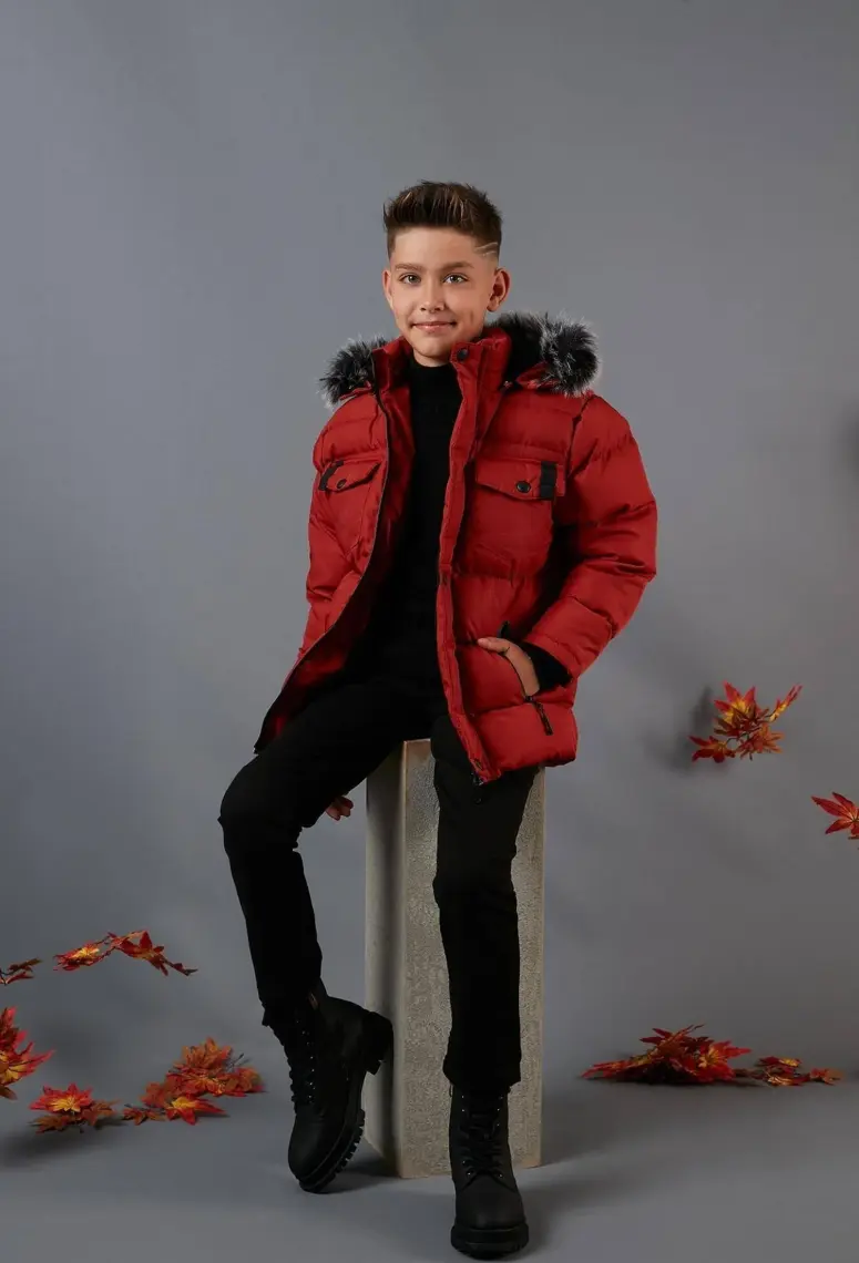 Lela Içi Peluş Astarlı Çıkarılabilir Kapüşonlu Şişme Mont Erkek Çocuk Mont 5760023