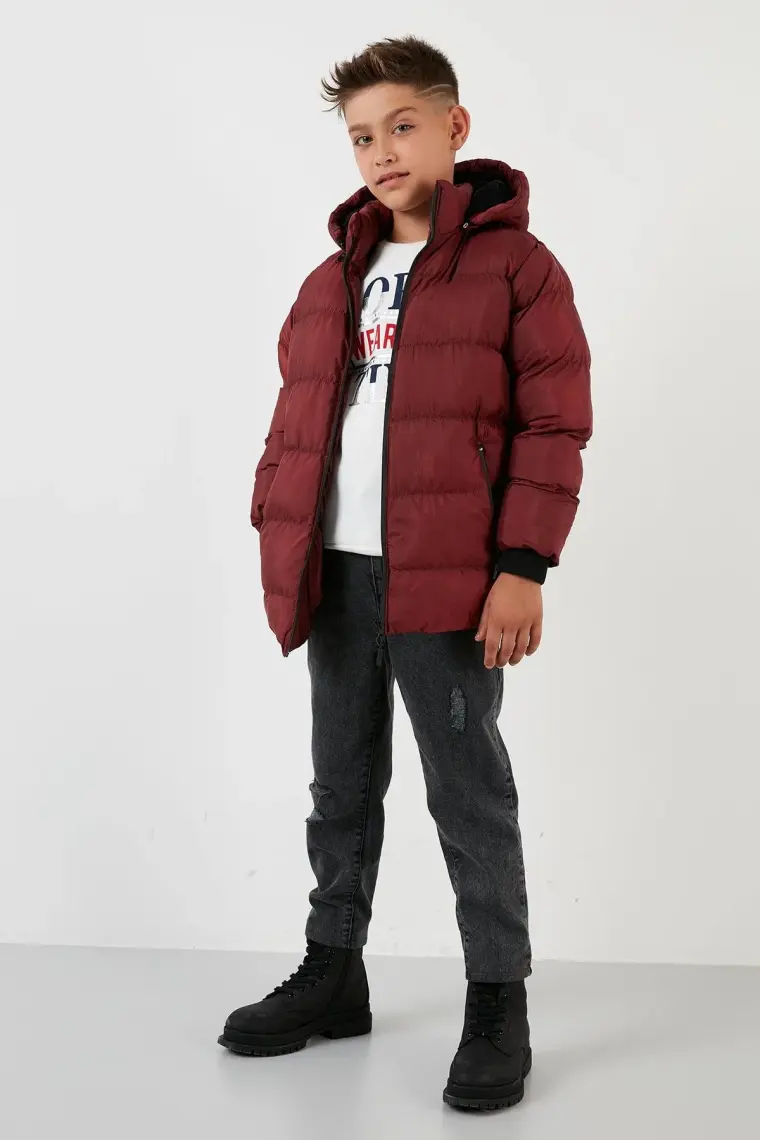Lela İçi Peluş Astarlı Çıkarılabilir Kapüşonlu Şişme Mont Erkek Çocuk MONT 576220K