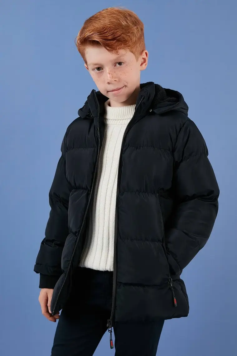 Lela İçi Peluş Astarlı Çıkarılabilir Kapüşonlu Şişme Mont Erkek Çocuk MONT 5763038
