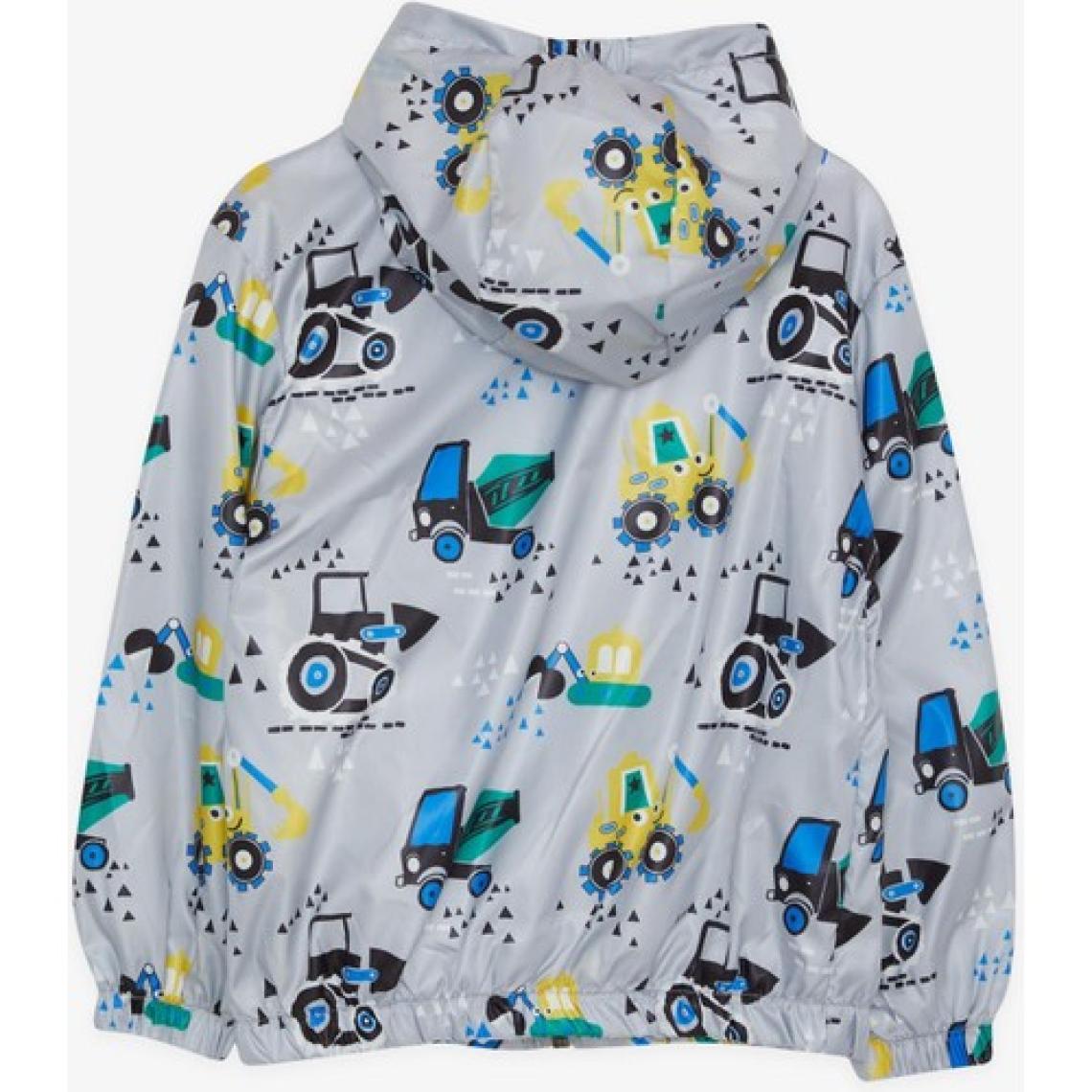 Breeze Girls & Boys Erkek Çocuk Yağmurluk Neşeli Iş Makinaları Desenli 1-5 Yaş, Gri