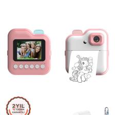 Torima TRM-CMR15 Pembe Dijital Video Kayıt Fotoğraf Çocuk Kamerası Anlık Termal Resim Kağıt Baskılı Yazıcı