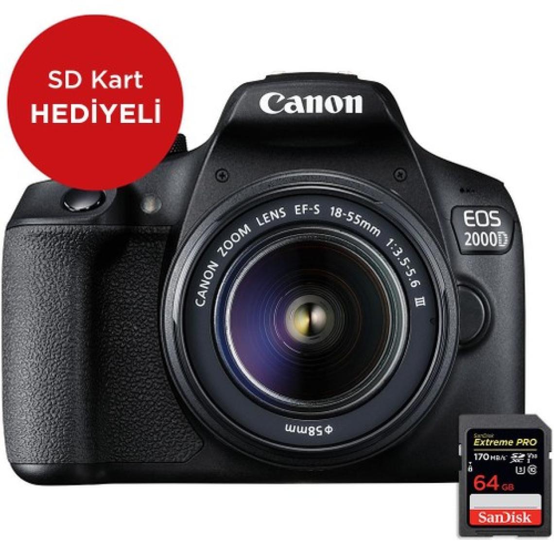 Canon Eos 2000D Dc Kit Fotoğraf Makinesi + Sd Kart
