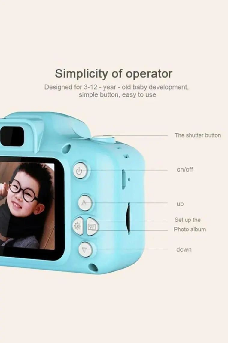 Torima Mavi Renk Sd Card  1080P Hd Çocuk Kamera Dijital Fotoğraf Makinesi 2.0 Inç Ekran