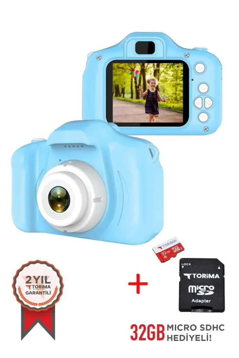 Torima Mavi Renk Sd Card  1080P Hd Çocuk Kamera Dijital Fotoğraf Makinesi 2.0 Inç Ekran