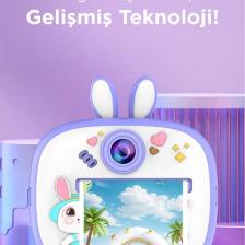 Torima TRM-CMR18 Mor Dijital Video Fotoğraf Çocuk Kamerası Anlık Termal Resim Kağıt Baskılı Yazıcı