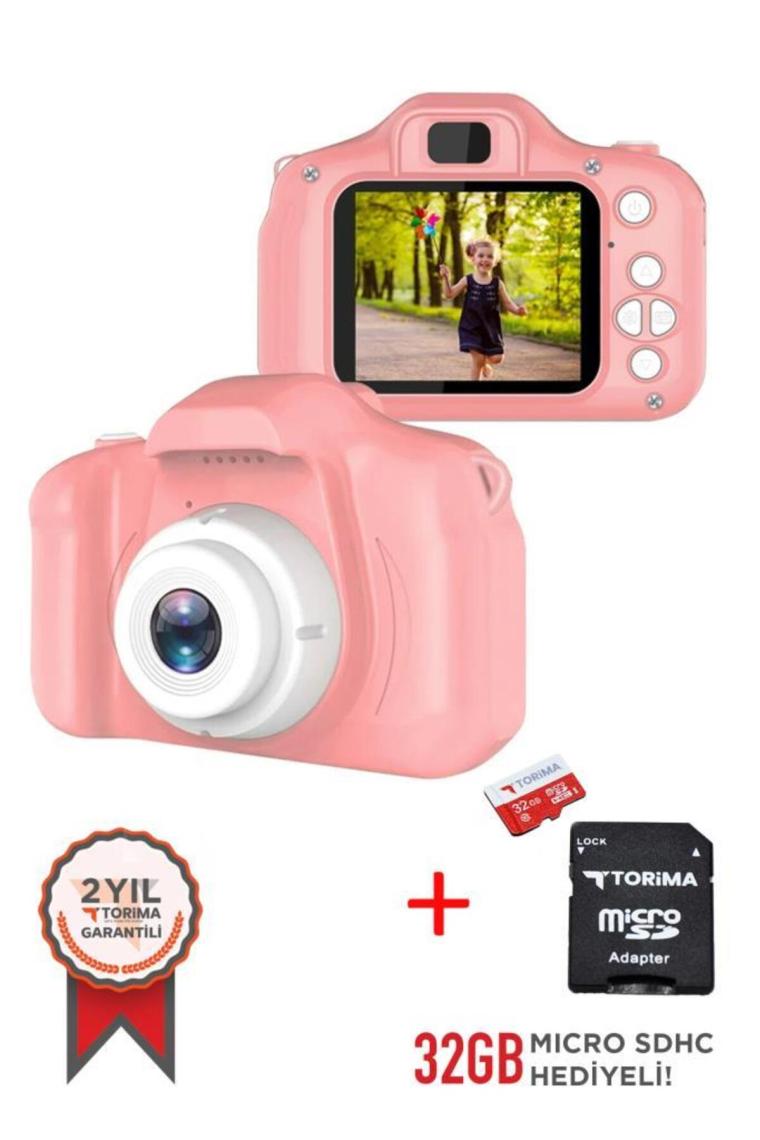 Torima Pembe Renk Sd Card  1080P Hd Çocuk Kamera Dijital Fotoğraf Makinesi 2.0 Inç Ekran