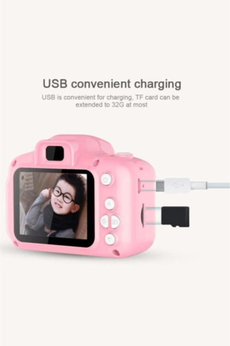Torima Pembe Renk Sd Card  1080P Hd Çocuk Kamera Dijital Fotoğraf Makinesi 2.0 Inç Ekran