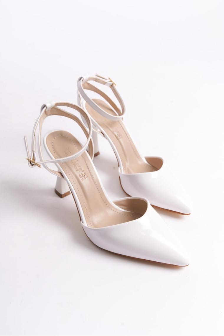 Fox Shoes Beyaz Sivri Burun Kadın Topuklu Ayakkabı K404810209