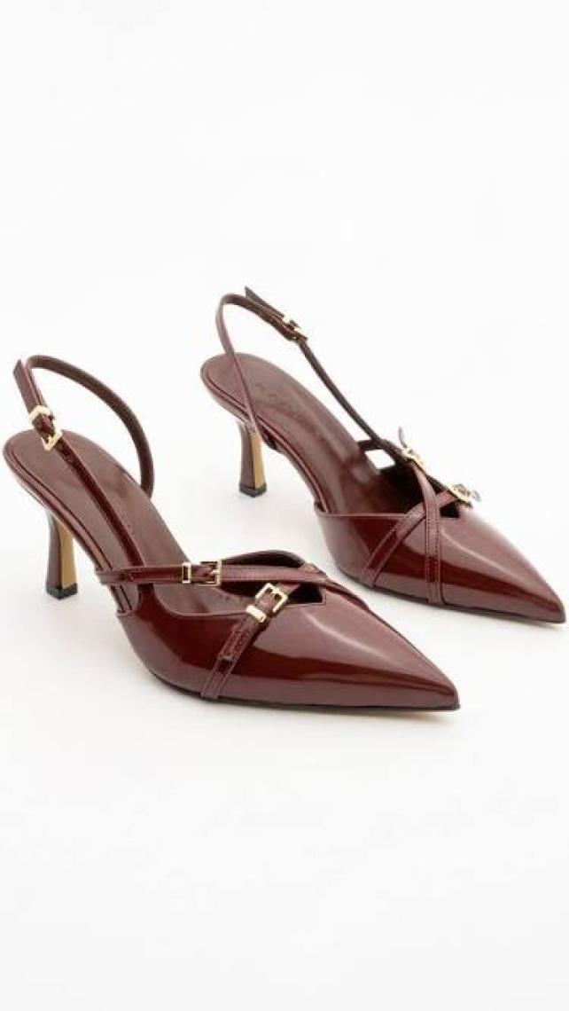 Bak Store Bordo Rugan 7 cm Topuklu Ayakkabı Cherry Red