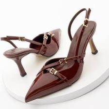 Bak Store Bordo Rugan 7 cm Topuklu Ayakkabı Cherry Red