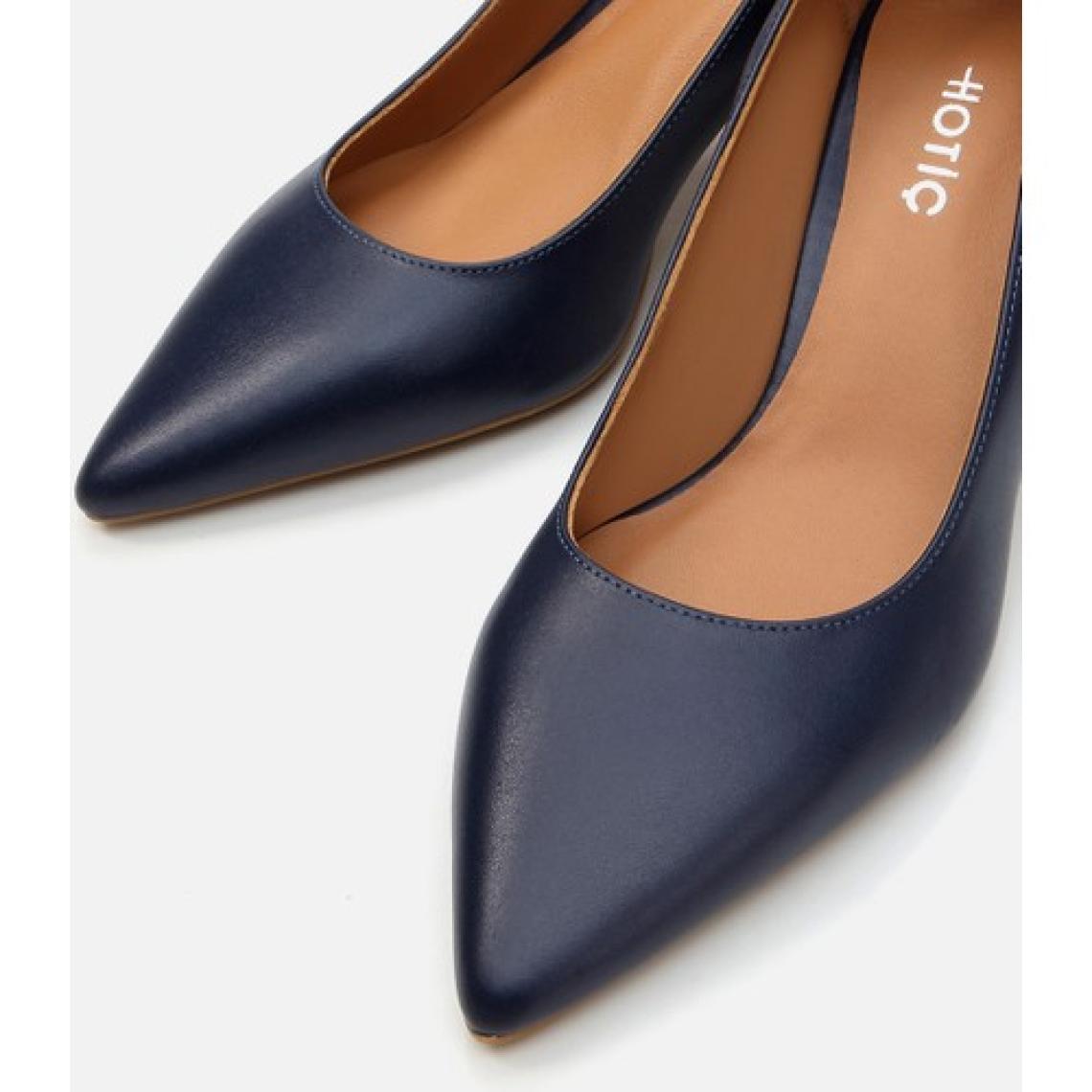 Hotiç 01AYH283190A680 HAKIKI Deri Lacivert Kadın Stiletto