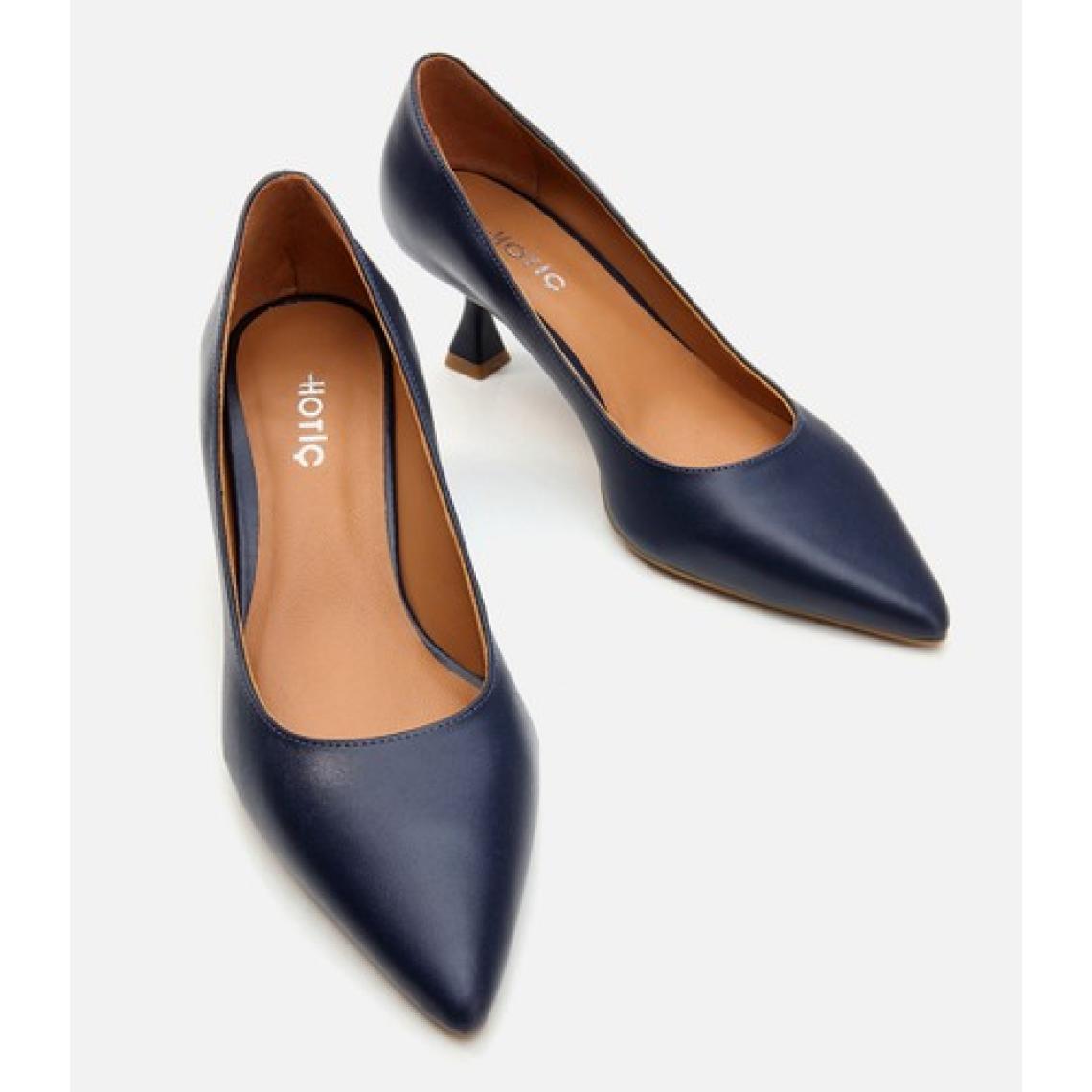 Hotiç 01AYH283190A680 HAKIKI Deri Lacivert Kadın Stiletto