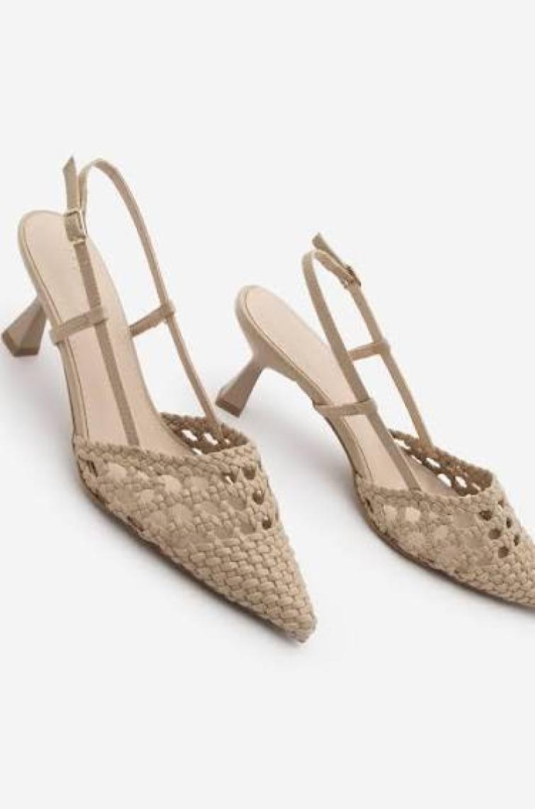 Nişantaşı Shoes Ponnie Renkli Hasır Sivri Burun Kadın Topuklu Ayakkabı