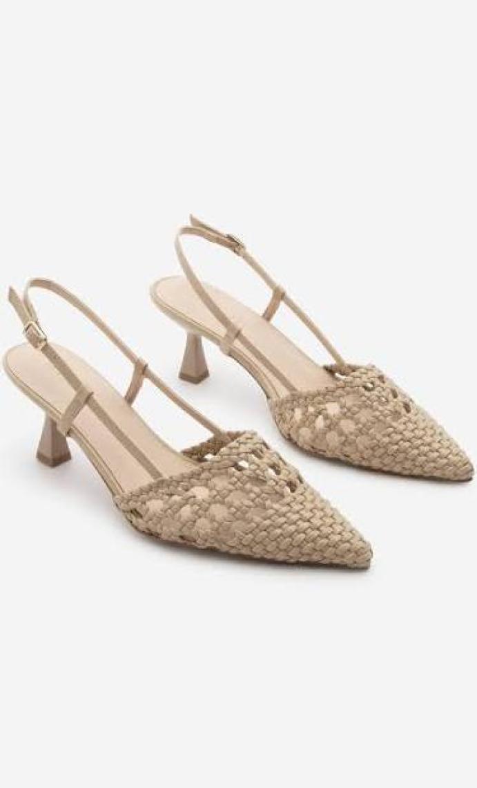 Nişantaşı Shoes Ponnie Renkli Hasır Sivri Burun Kadın Topuklu Ayakkabı