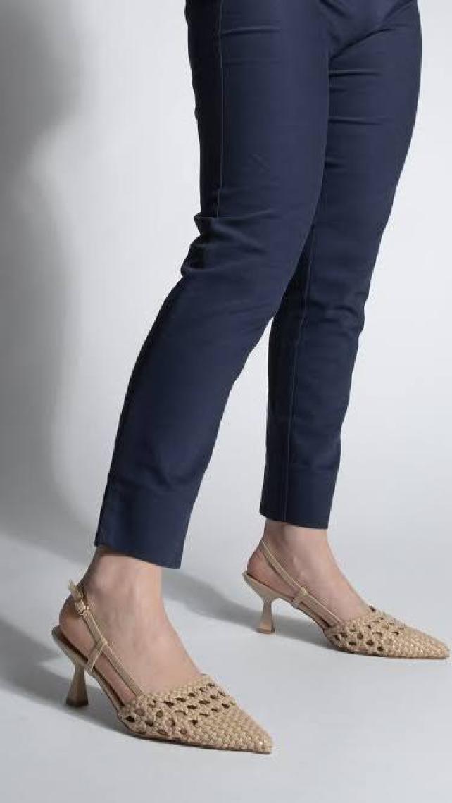 Nişantaşı Shoes Ponnie Renkli Hasır Sivri Burun Kadın Topuklu Ayakkabı
