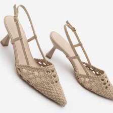 Nişantaşı Shoes Ponnie Renkli Hasır Sivri Burun Kadın Topuklu Ayakkabı