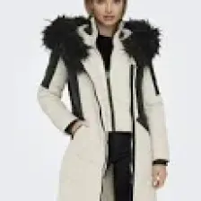 Only Ekru Kadın Kaban Onlnewlınette Fur Hood Coat Otw
