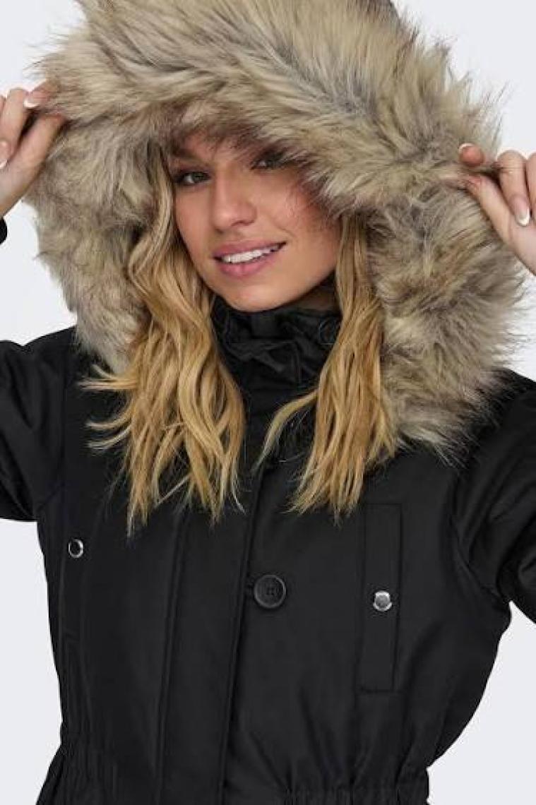 Only Kapüşonlu Siyah Kadın Parka 15304625