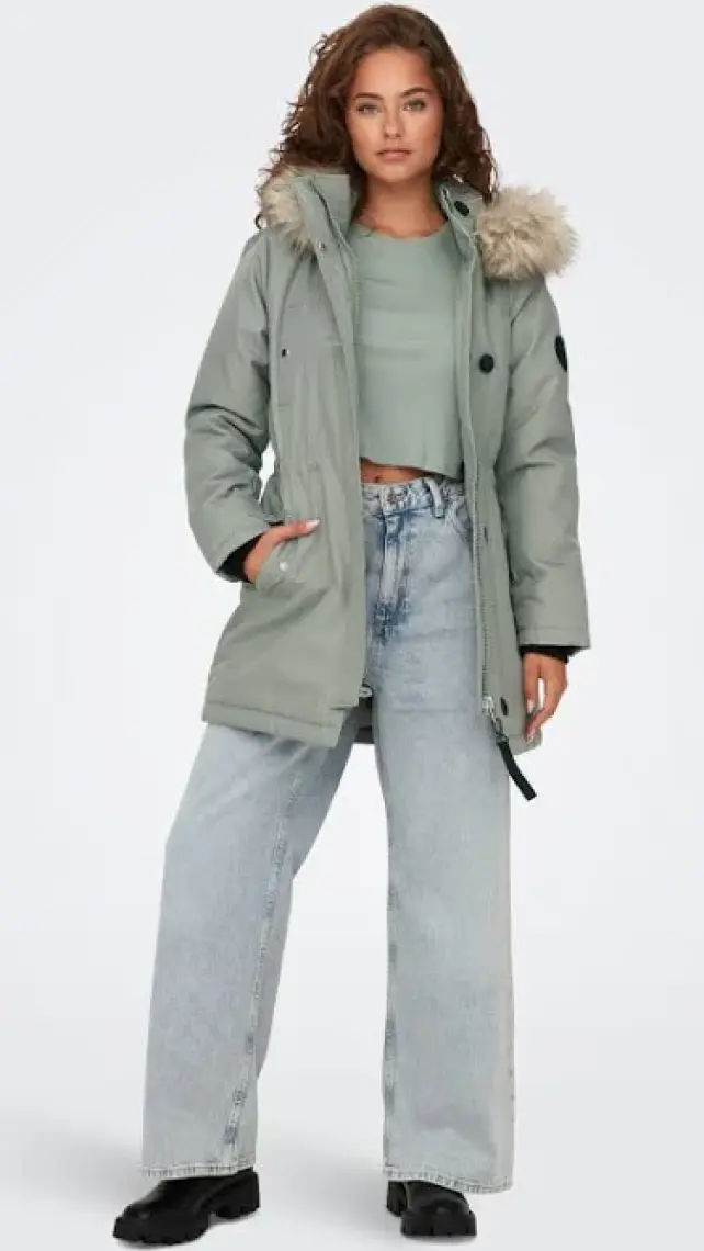 Only Kapüşonlu Yeşil Kadın Parka 15304625