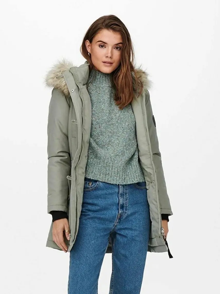 Only Kadın Onliris Kapüşonlu Parka 15213755 Yeşil