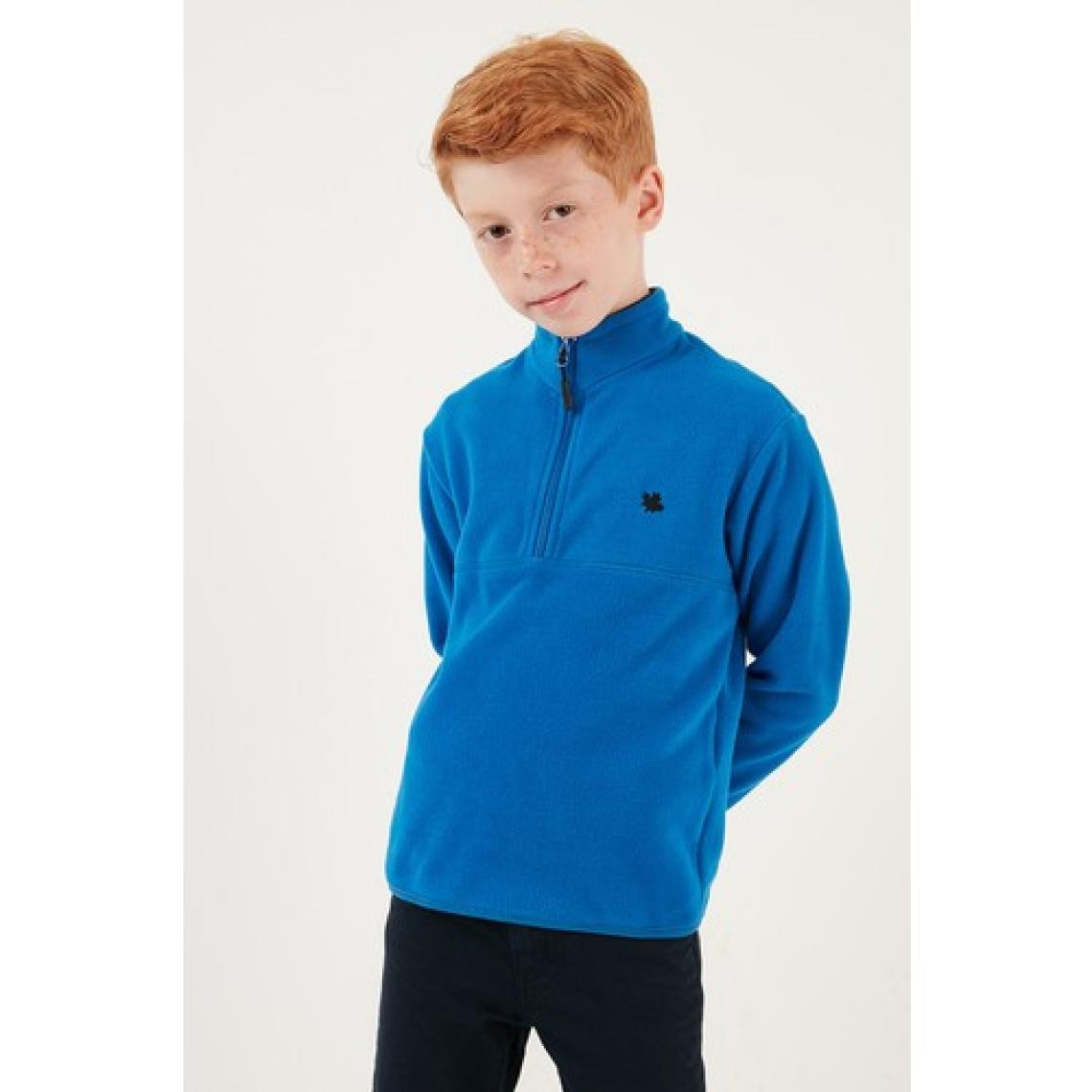 Lela Yumuşak Dokulu Fermuarlı Dik Yaka Şardonlu Kışlık Polar Unisex Çocuk Polar 5905002