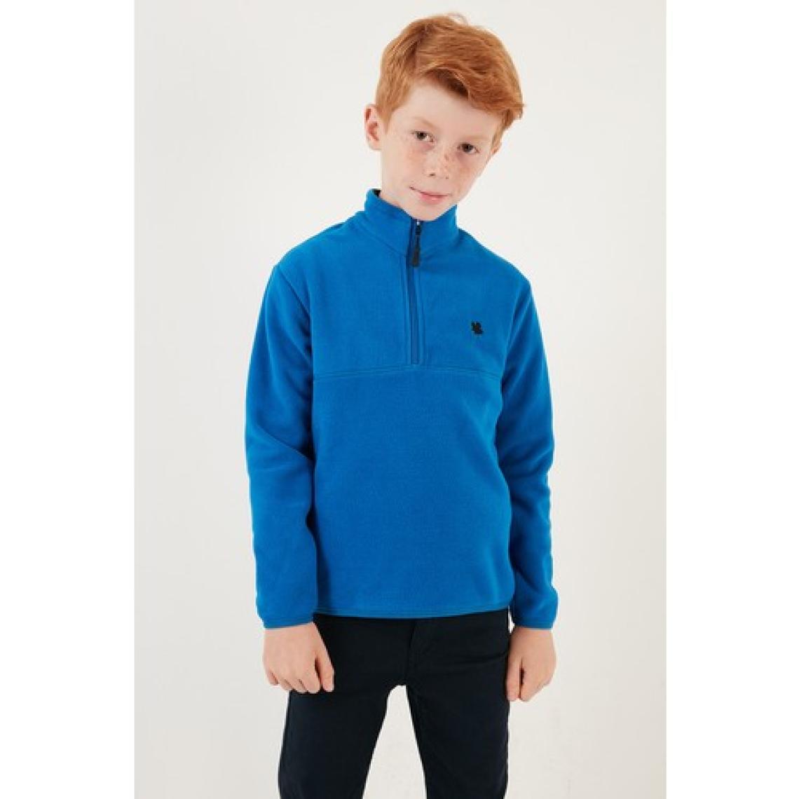 Lela Yumuşak Dokulu Fermuarlı Dik Yaka Şardonlu Kışlık Polar Unisex Çocuk Polar 5905002