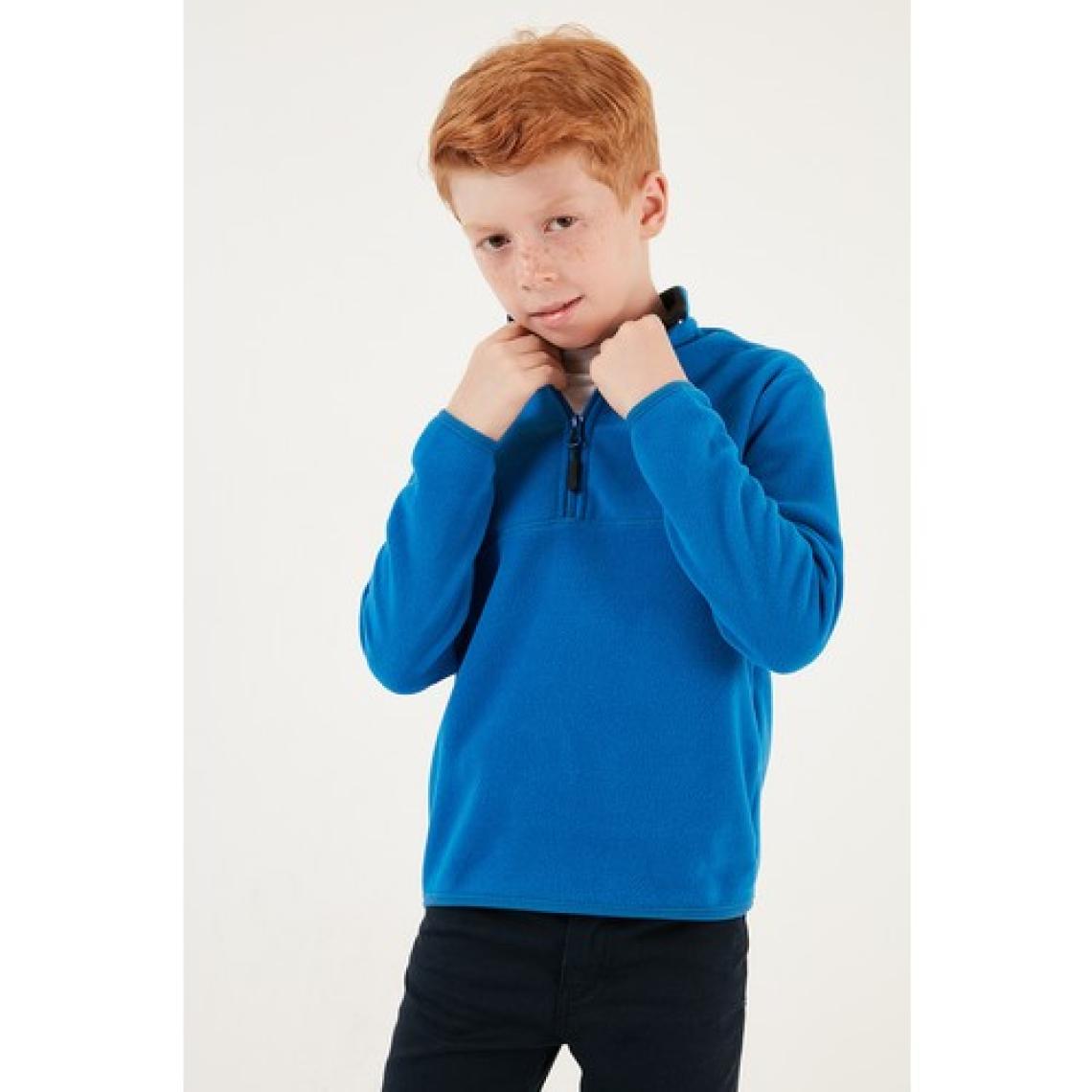 Lela Yumuşak Dokulu Fermuarlı Dik Yaka Şardonlu Kışlık Polar Unisex Çocuk Polar 5905002