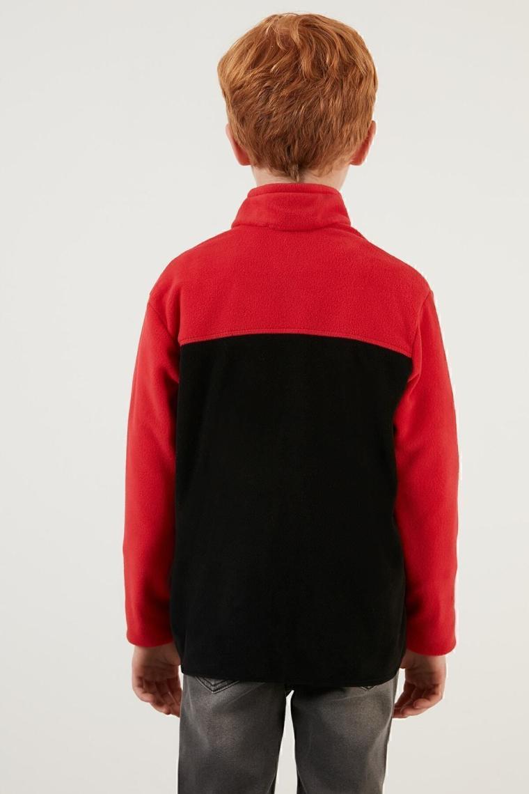 Lela Yumuşak Dokulu Fermuarlı Renk Bloklu Dik Yaka Cepli Polar Unisex Çocuk Polar 5905001